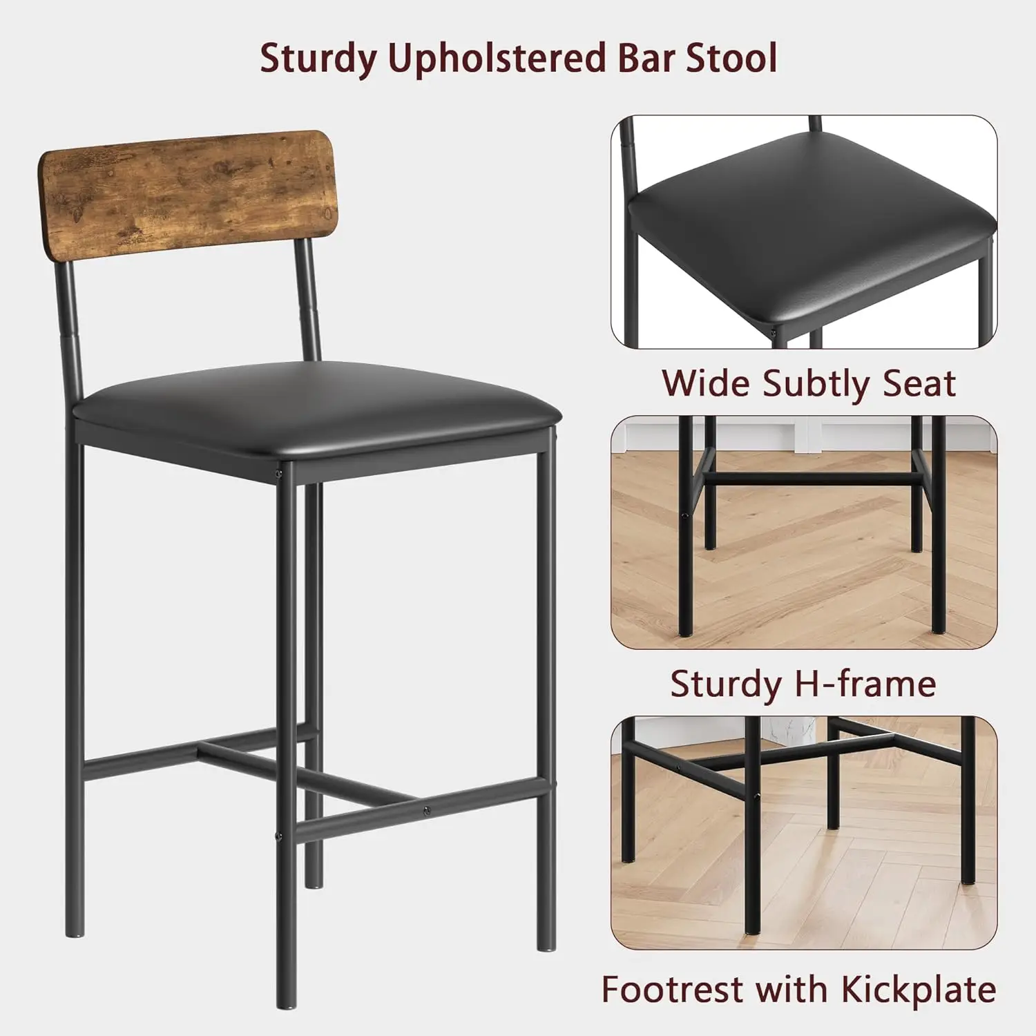 Dining Table Set for 2, Counter Height Kitchen Table and Chairs, Bar Table Set with 2 Upholstered Bar Stools, 3 Piece Dining Roo