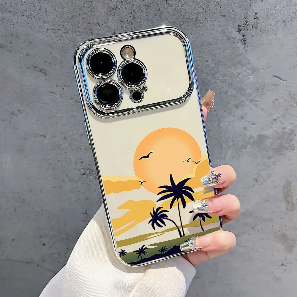 sunset trend coconut tree Electric Ferry Large Window Phone Case For Samsung A22 A23 A32 A51 A20 4G 5G Shell