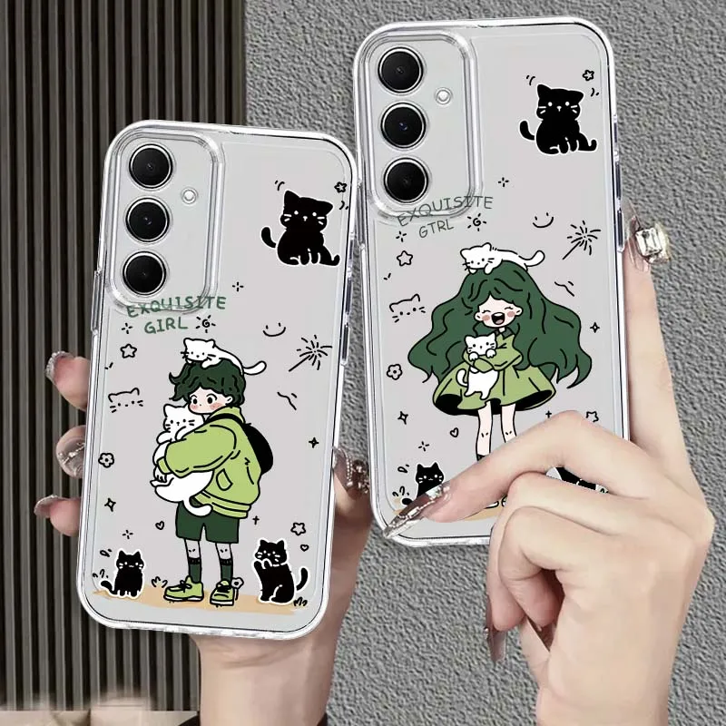 

Cartoon Anime Couple Phone Case For Samsung Galaxy S25 S24 S23 S22 S21 S20 S10 Lite Plus FE Edge TPU 5G Transparent