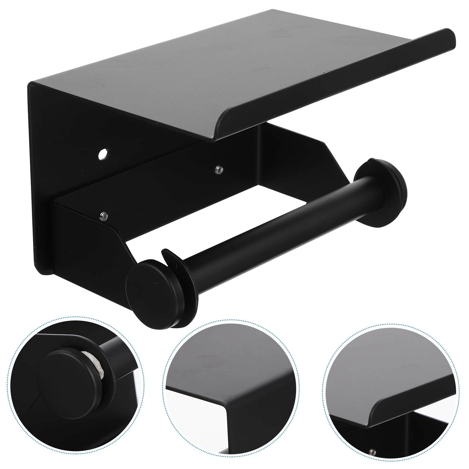 

Stainless Steel Toilet Paper Holder with Shelf Wall Mounted Bathroom Storage Rack for Tissue and Small Items Home Hotel Use