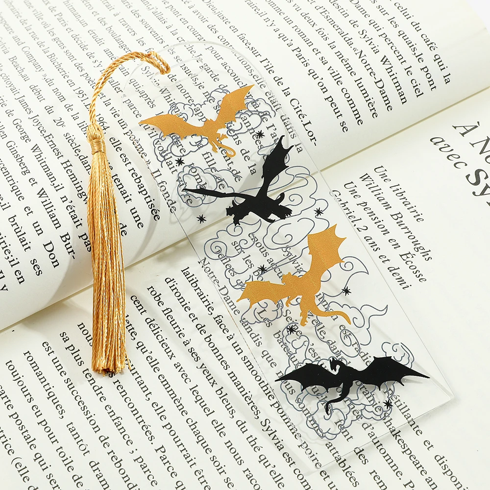 Fourth Wing Bookmark - Story Bookmark of Dragon Knight - Acrylic Fringe Bookmark Reading Supplies - Gothic Dragon Bookmark