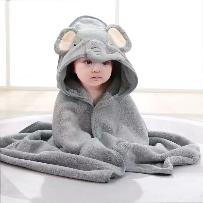 Baby Bath Towel Newborn Soft Coral Fleece Spring and Autumn Baby Quilt Bath Children Hooded Cape Absorbent Baby Products
