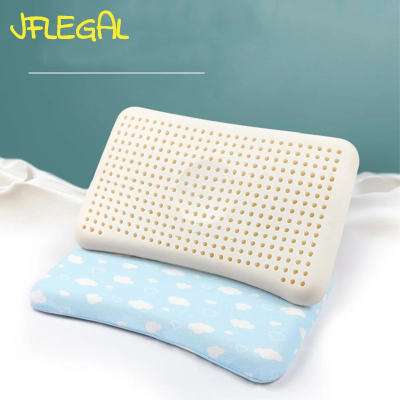 JFLEGAL 0-3 Years Old Newborn Latex Baby Pillow 100% Cotton Pillowcase Babies Almohadas Para Dormir Oreiller Kussen