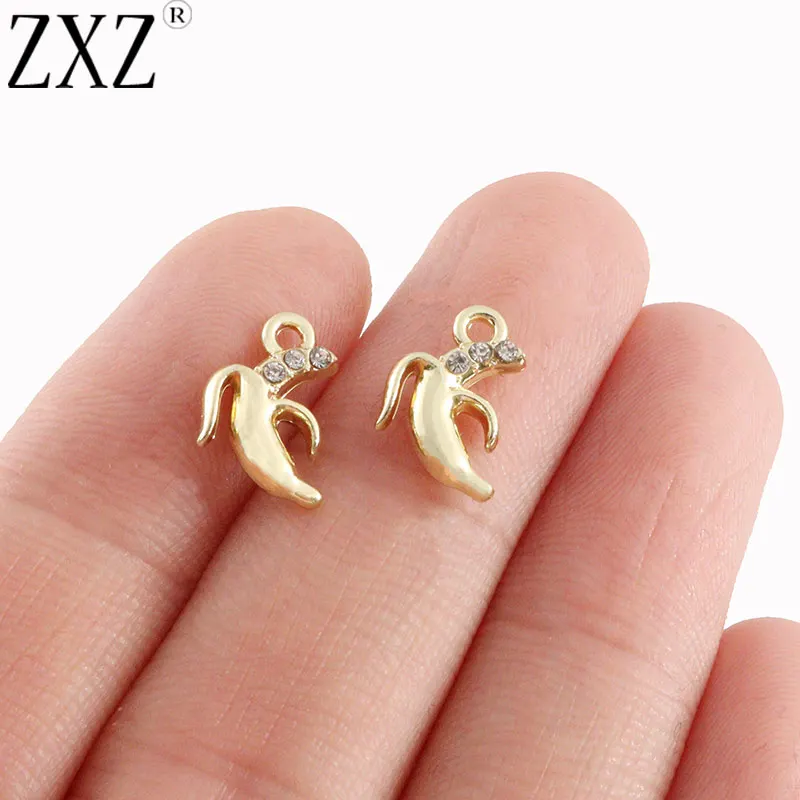 

ZXZ 20pcs Gold Tone 3D Banana Charms Pendants Beads for Bracelet Necklace Earrings DIY Jewelry Making Findings 12x8mm