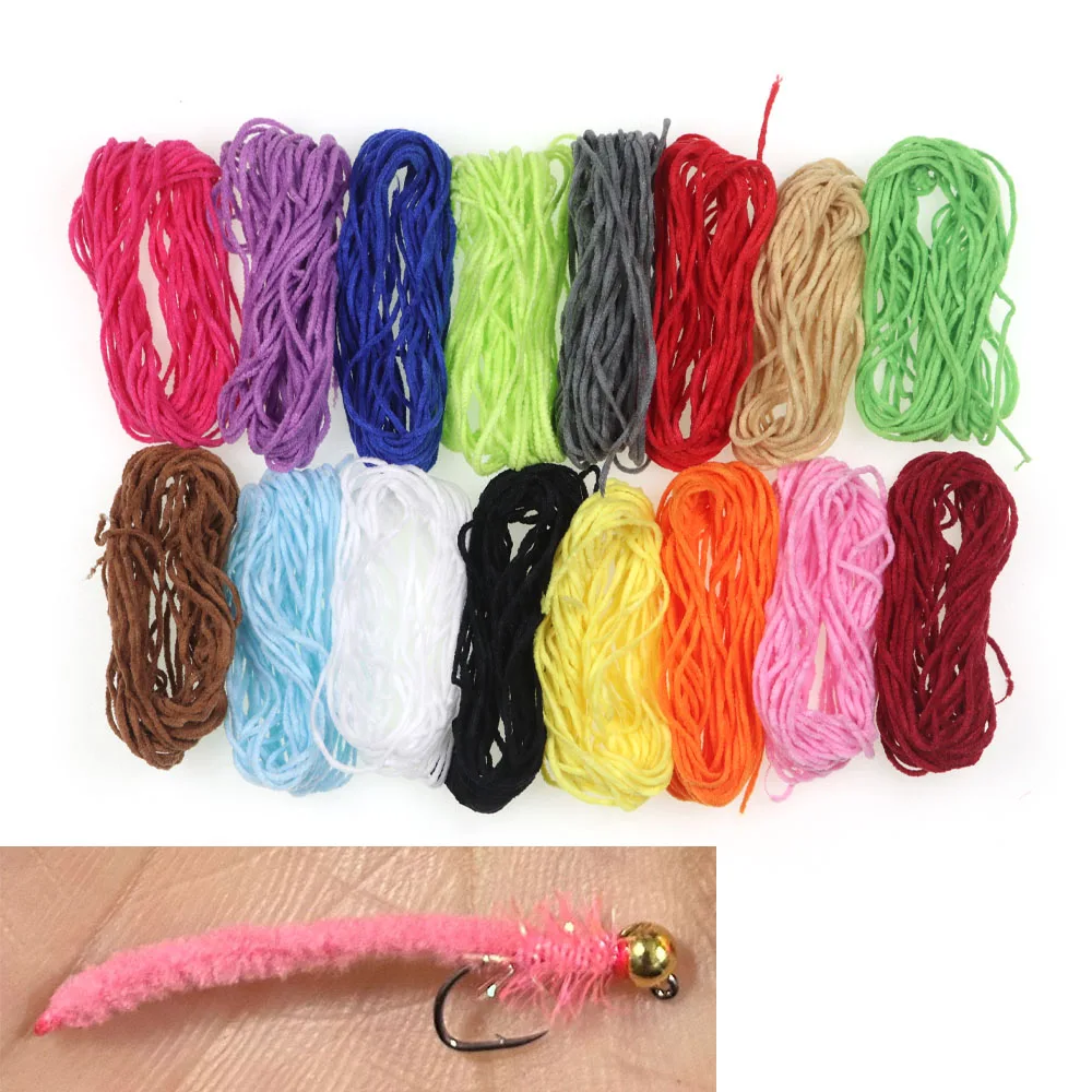 4 m/Packung Dub Chenille-Garn, Fliegenbindematerial, ultrafeines Chenille für Wolliger Bugger-Körper, Flexo, Krabben, Wurmfliegen, Forellenfischen, Fliegen – Detail 6