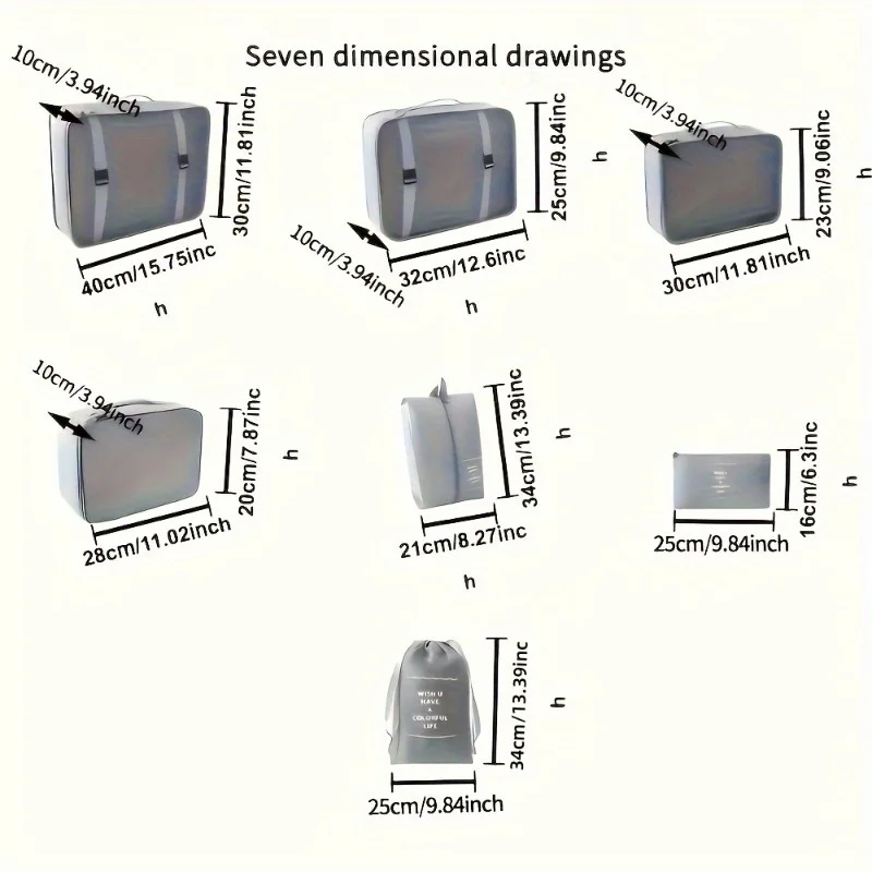 Set organizador de viaje: accesorios de viaje, incluye ropa, ropa interior, zapatos, cosméticos y bolsa de artículos de tocador para un almacenamiento eficiente