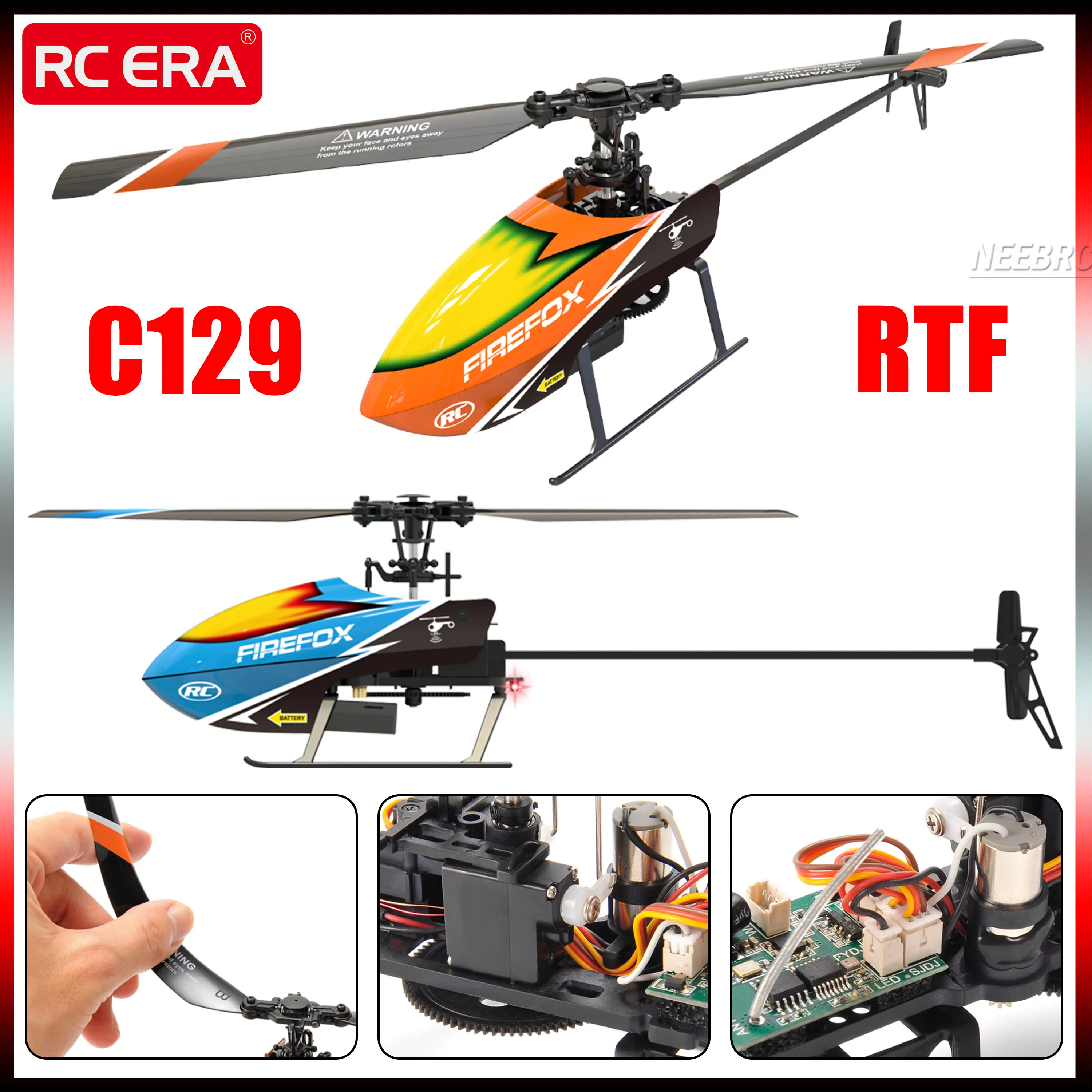 

C129 RC Helicopter RTF 6-axis Gyroscope 4CH One-key Take-off/landing 6G Mode 3.7V Battery 2.4G Transmitter Coreless Motor Part