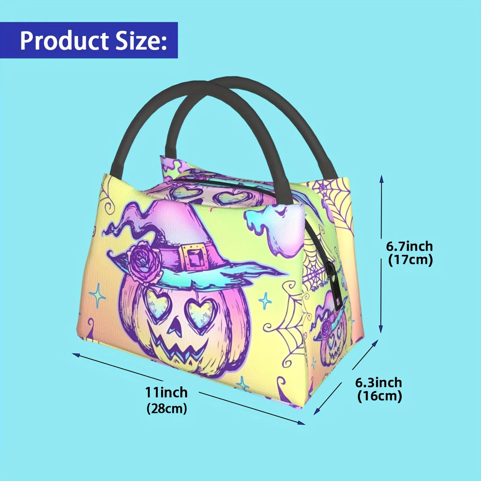 1pc Halloween Jack-O-Lantern, Portable Reusable Cooler Bag, Cooler Bag, Insulated Lunch Bag for Camping Picnic Beach