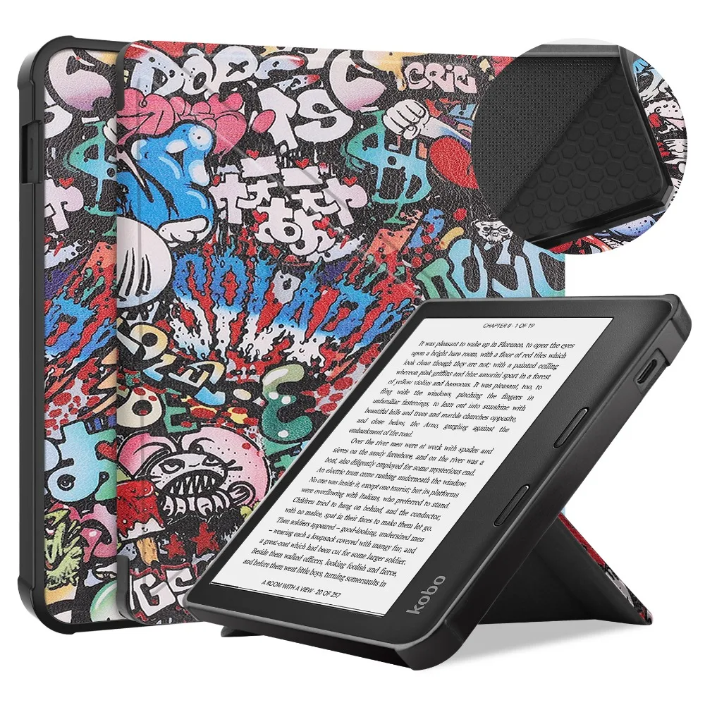 Etui Cover For Kobo Libra Colour 2024 Cute Painted Folding Stand Protective Smart Case For Funda Kobo Libra 2 2021 Kids Coque