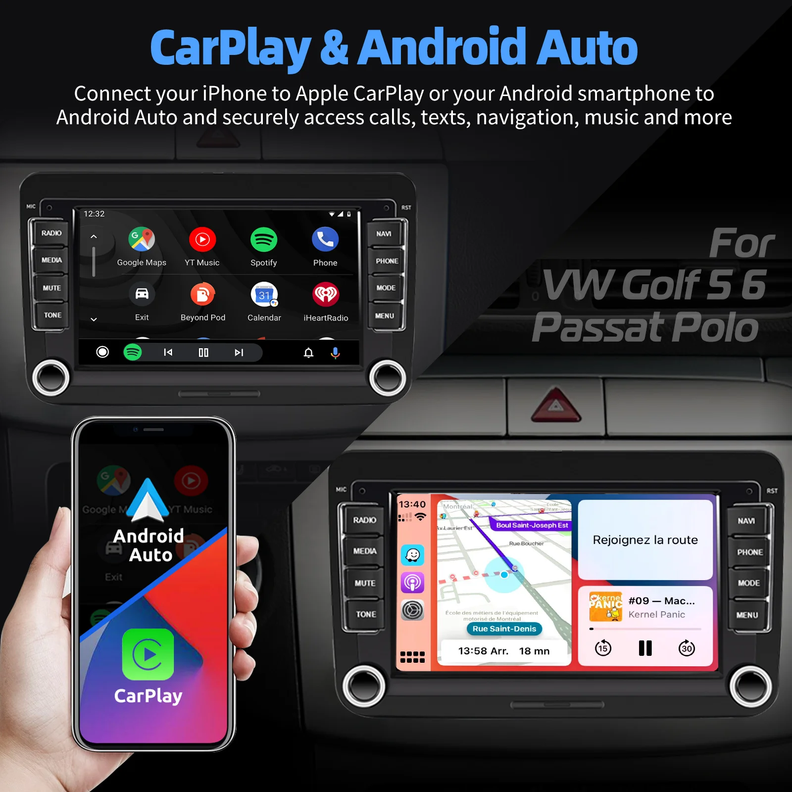 ESSGOO Android 15 4G 64G Carplay para Volkswagen Passat b6 b7 golf 5 6 Polo Jetta Skoda Radio de coche reproductor Multimedia GPS WiFi RDS 5