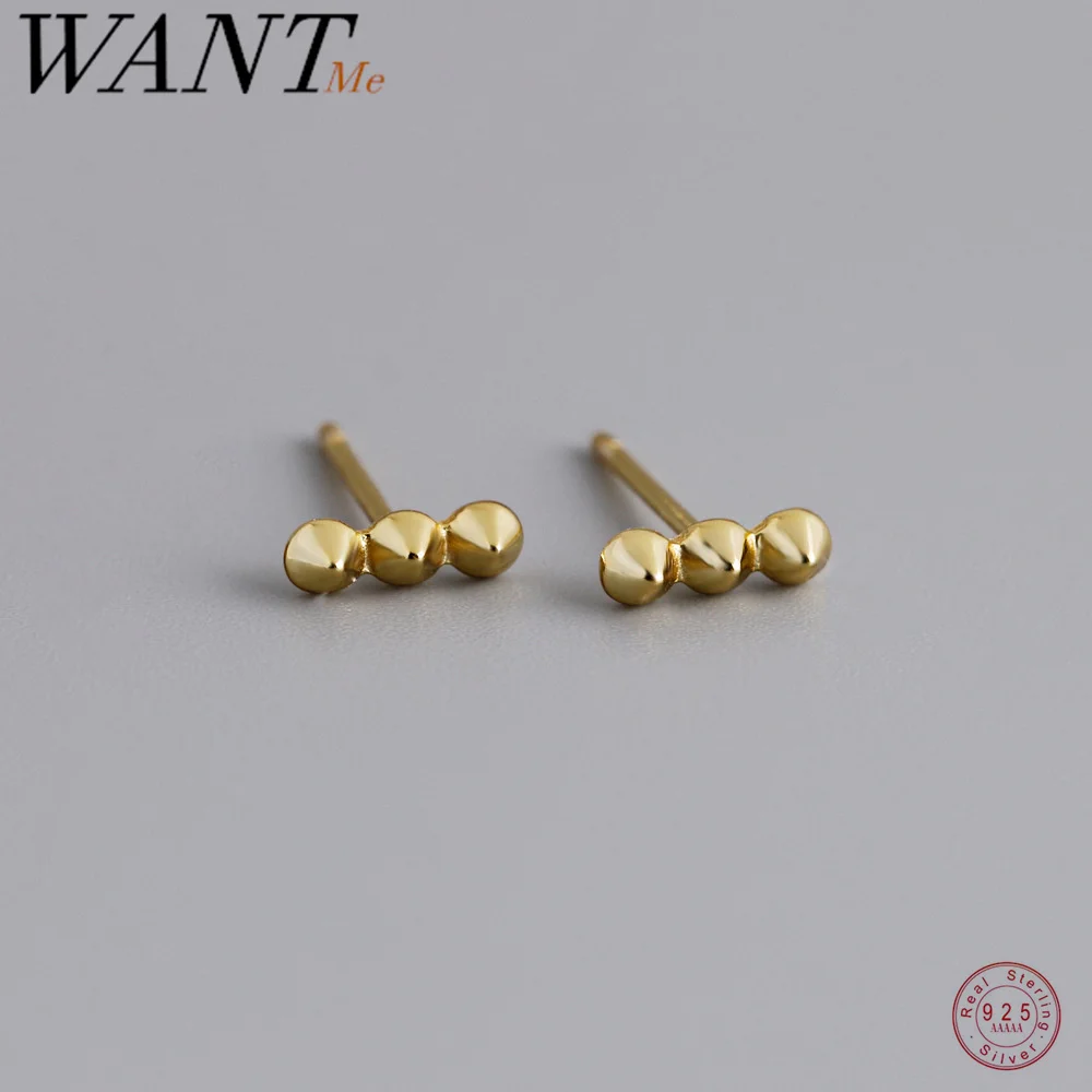 WANTME 925 Sterling Silver Minimalist Rivet Gothic Punk Stud Earrings for Women Trend French Spiket Piercing Jewelry Accessories