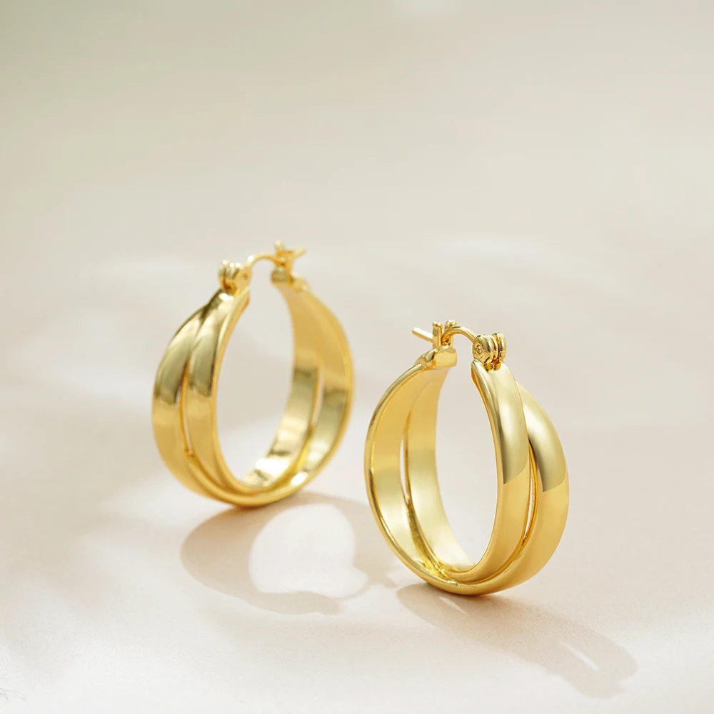 Fashion Mixed Color Double Circle Hoop Earrings for Women Vintage Gold&Silver Plated Twist Knot Hoops Statement Jewelry Gifts