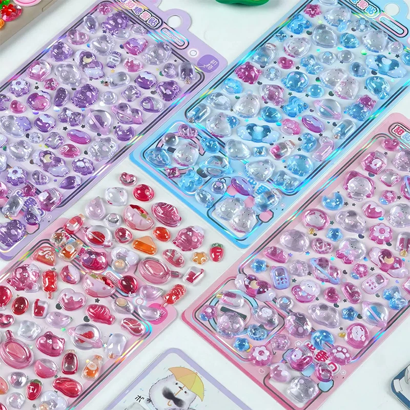 

Japanese 3D Relief Crystal Stickers Cute Animals DIY Phone Case Decoration Sticker Hand Account Stationery Gift Swap Stickers