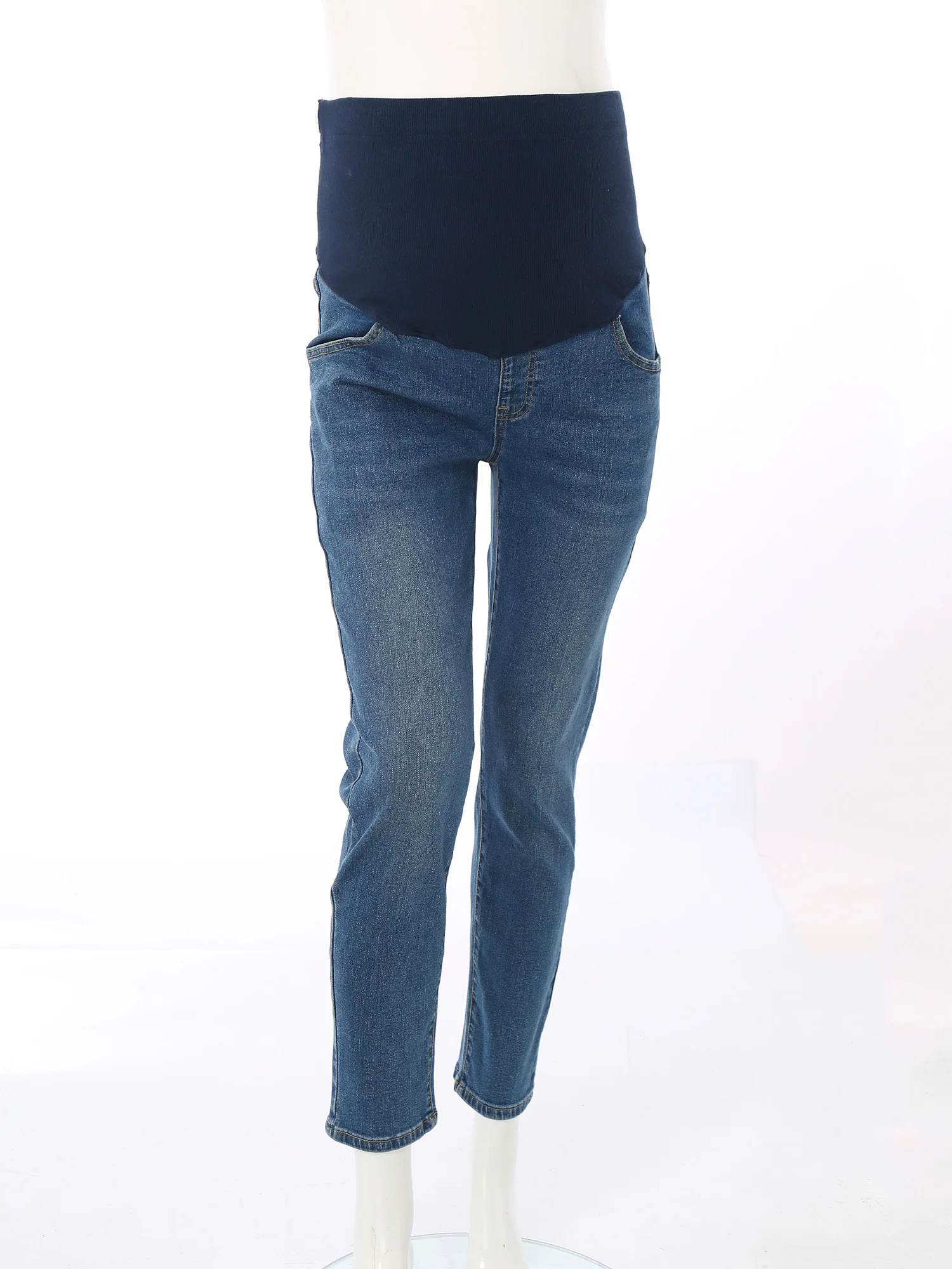 Maternity Casual Stretchy Bootcut Jeans with Pockets Over The Belly Abdomen Supporting Flare Denim Pants for Daily Work Wear