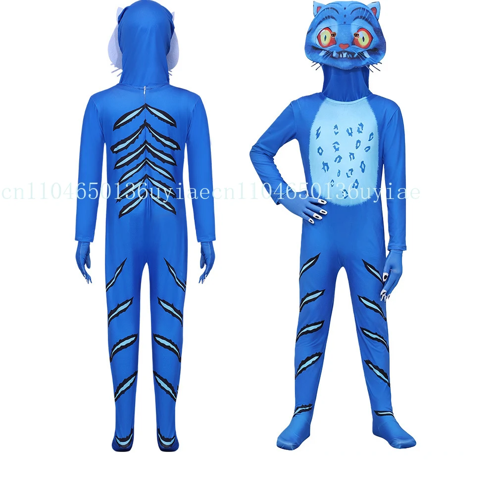 

K-pops Demons Hunters Derpys Tiger Cosplay Costumes Boy Girls Anime Cartoon Animals Halloween One Piece Jumpsuit Gloves Mask Set