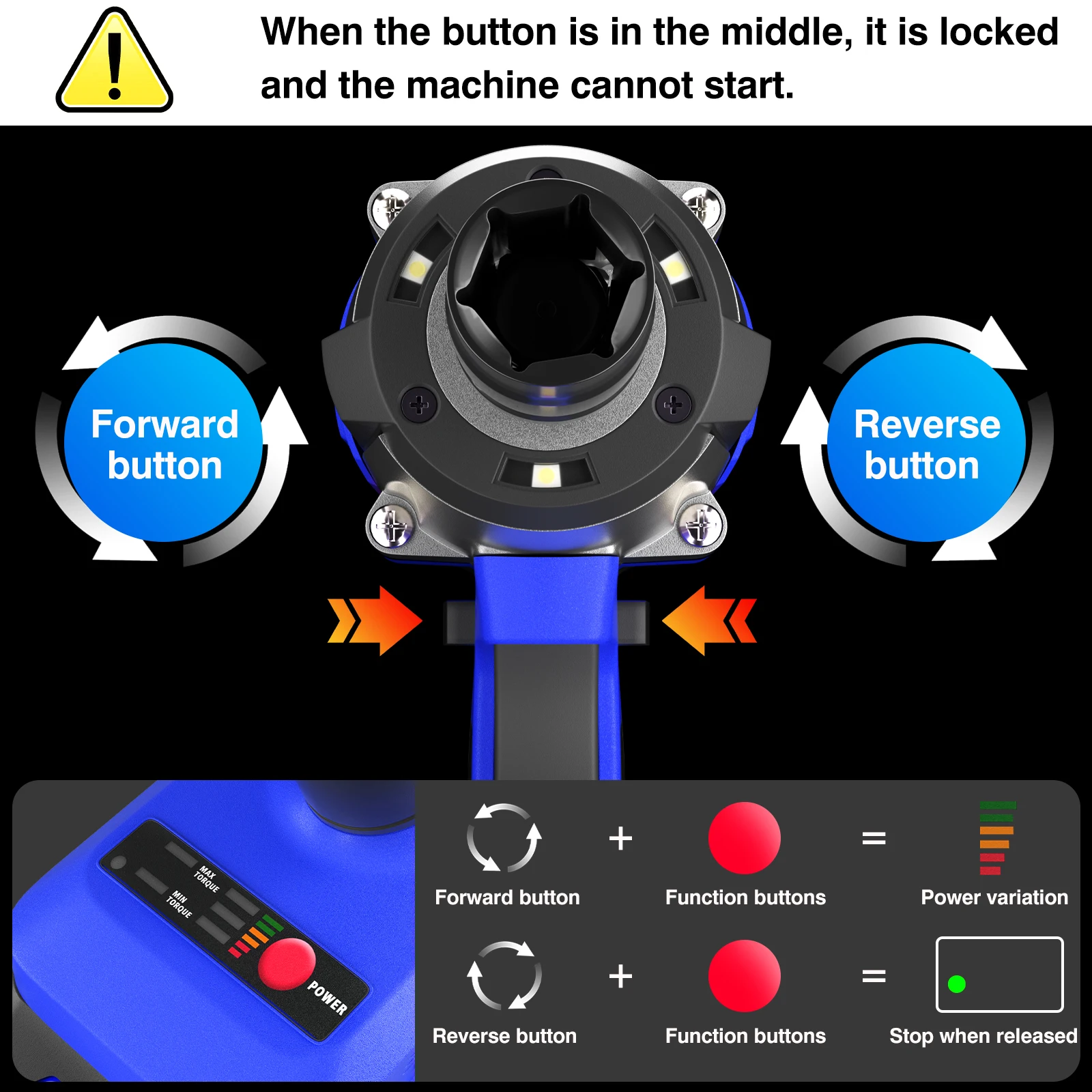 DayPlus 3 IN 1 Cordless Electric Impact Wrench Power Tool Stepless Speed Control 21V Brushless Wrench Drill Socket 3.0AH Battery
