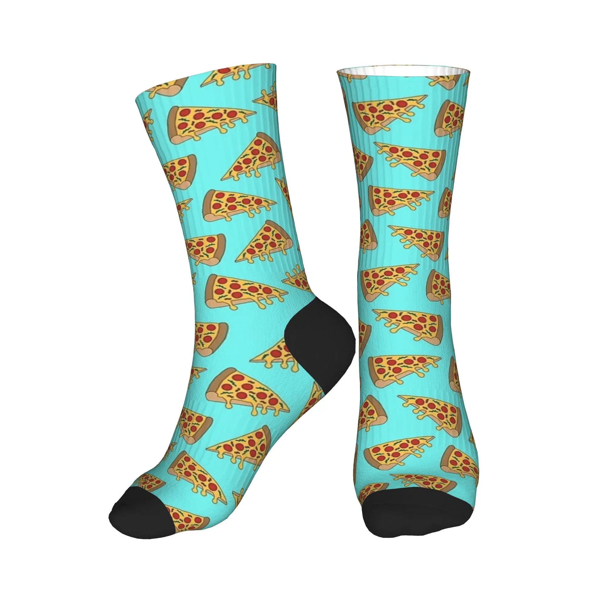 Nunca final pizza padrão meias azuis meias coreanas adultos homens meias macias outono esportes ao ar livre gráfico anti suor meias presente