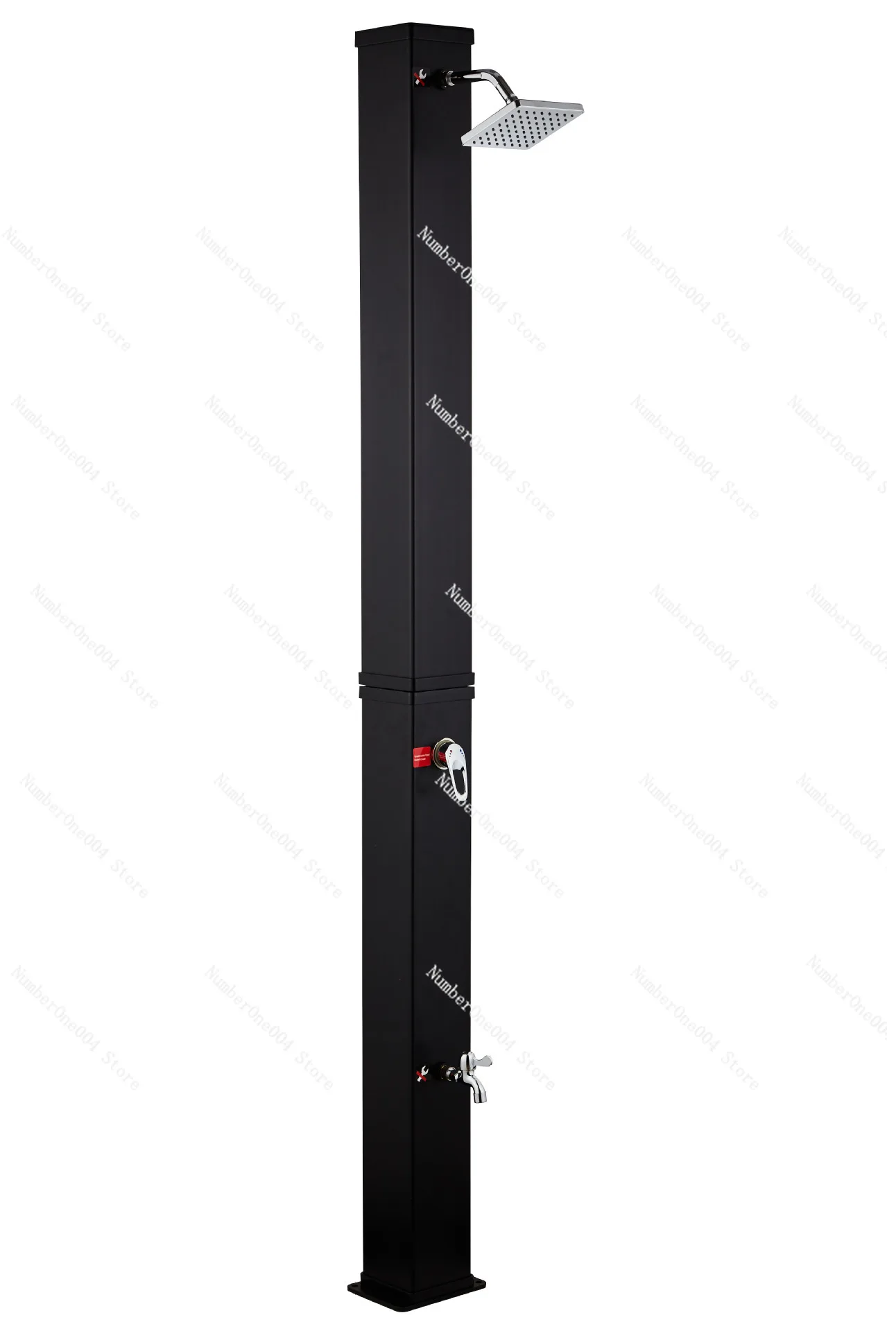 Columna de ducha solar plateada de 40 litros: diseño cuadrado de gran capacidad para acampar al aire libre/playa