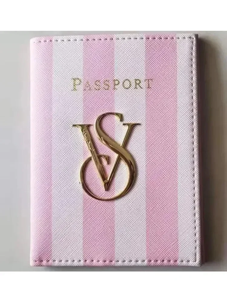 Signature Pink White Stripe Passport Card Case Holder Wallet