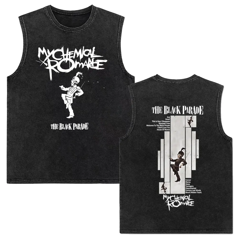 

My Chemical Romance The Black Parade Album Vintage Washed Sleeveless Vest T Shirts Men Women Punk Emo Rock Oversized Tank Tops