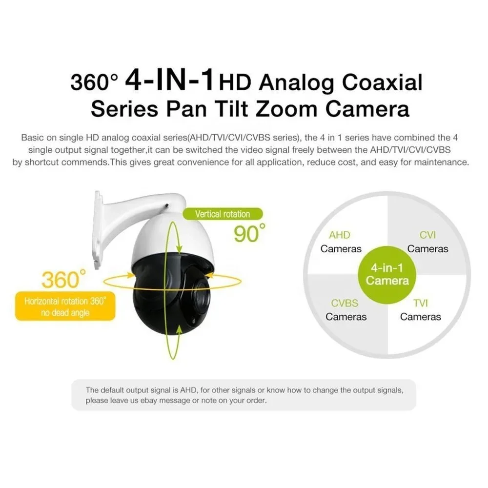 

Outdoor Waterproof 30X Zoom 1080P 2MP 5MP AHD CVI TVI CVBS 4 in 1 Analog 150M IR Distance Mini Infrared Ptz Speed Dome Camera