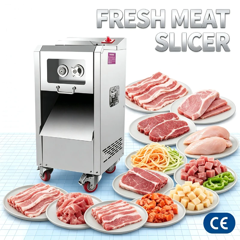 Commercial Automatic Vertical Meat Cutter Suitable For Pork Beef Fish Chicken Breast For Restaurant Canteen Meat Slicer