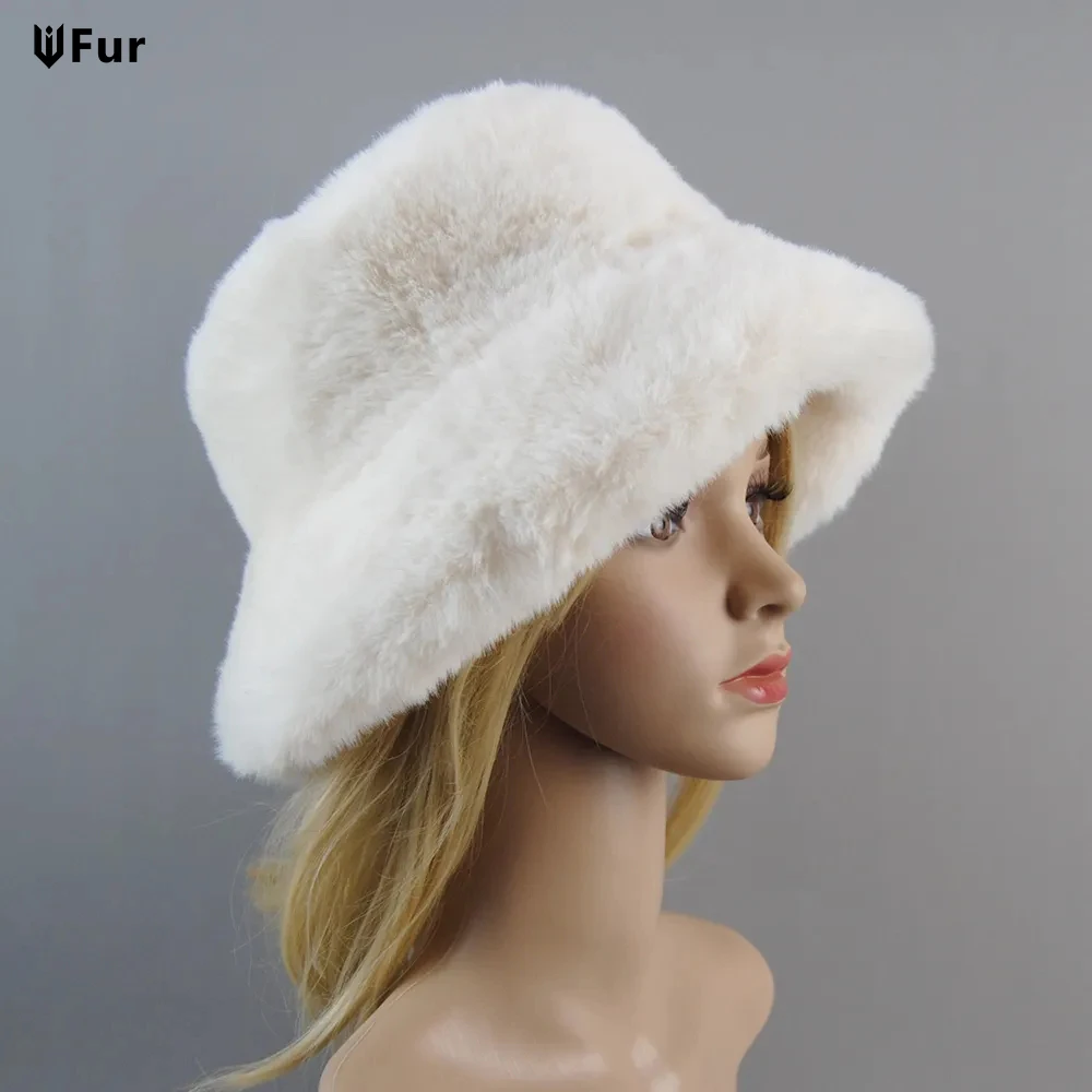 

Fake Rabbit Fur Hats 2025 New Style Super Soft Women Winter Hat Cotton Lining Warm Russian Fashion Ski Beanies Plush Solid Color