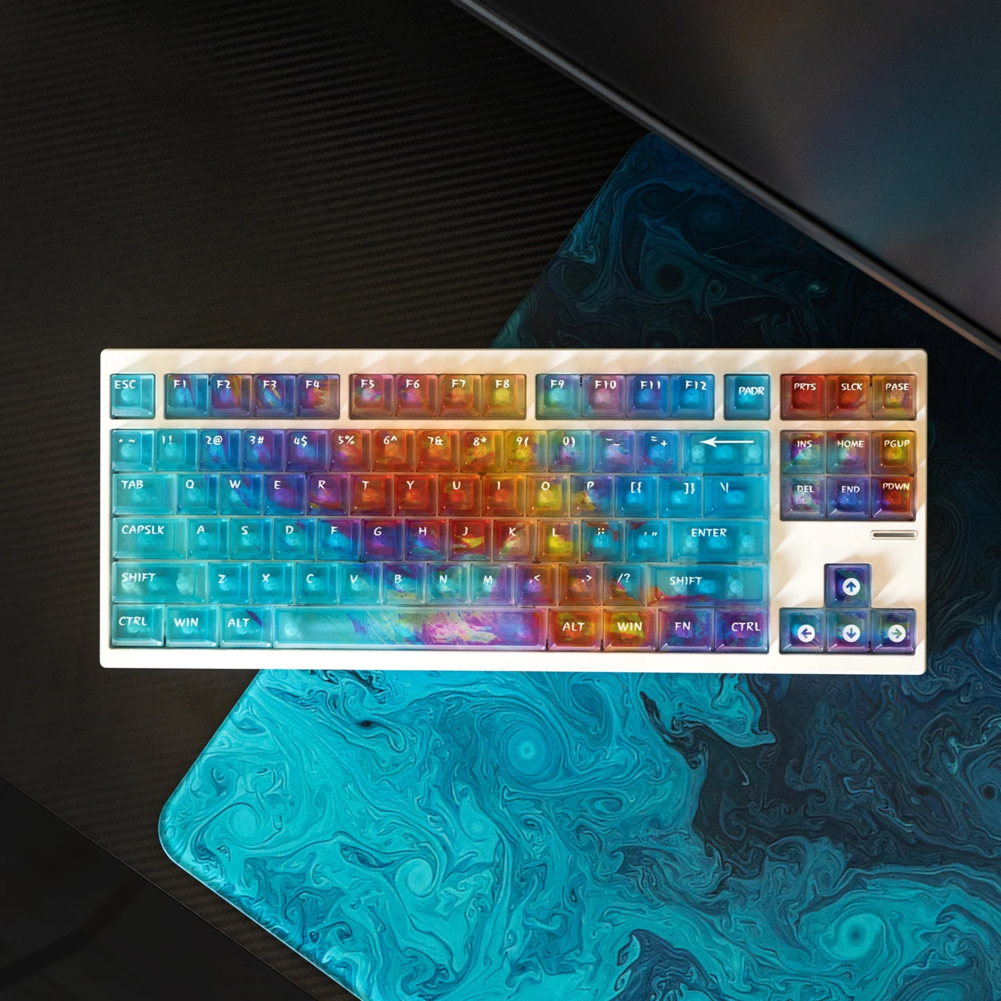 

Blue Gradient keycaps 119 keys Crystal Clear Keycaps AI3D Cherry Profile Transparent PC Keycaps For MX Mechanical Keyboard