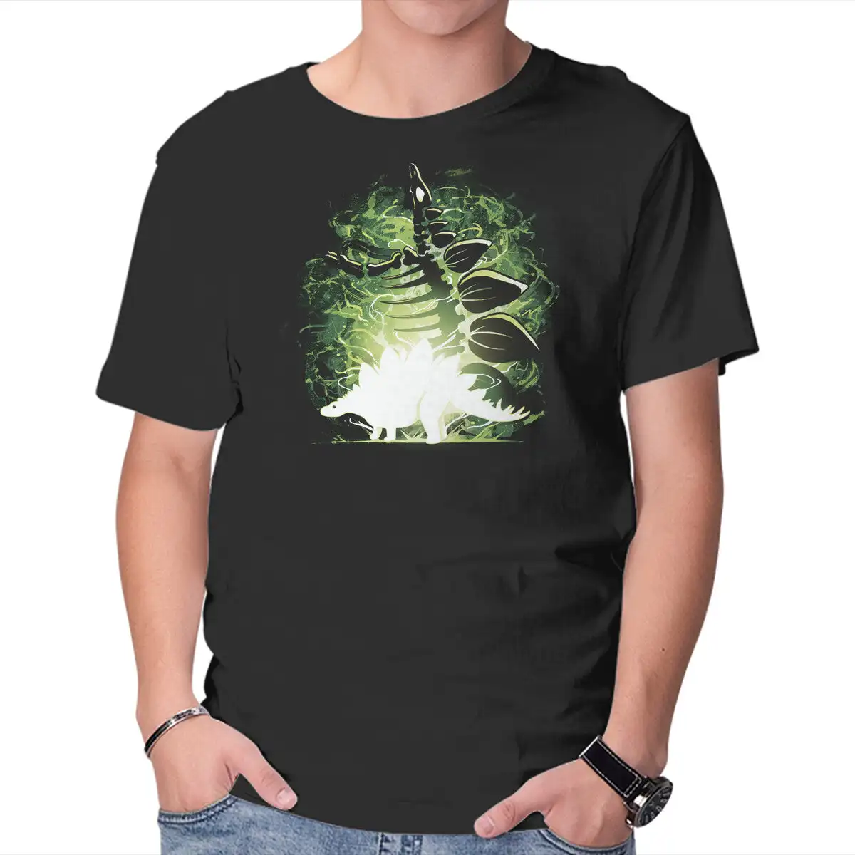 Stegosaurus Fossil Anime Graphic T-shirts For Men Clothing Women Short Sleeve Tees Vintage High Quality 100%Cotton