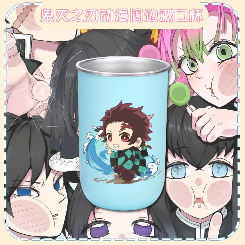 شيطان القاتل كيميتسو نو يابا كوب ماء من الفولاذ المقاوم للصدأ فرشاة الأسنان الزجاج الفم شطف كوب أنيمي هدية #2