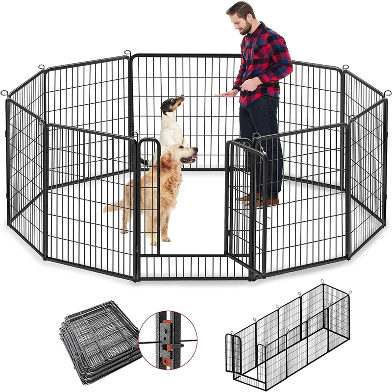 

Dog Playpen Pet Dog Fence Metal Dog Fence Outdoor 40 Inch Height Portable Pet Fences Exercise Dogs Playpen for RV Camping Yard