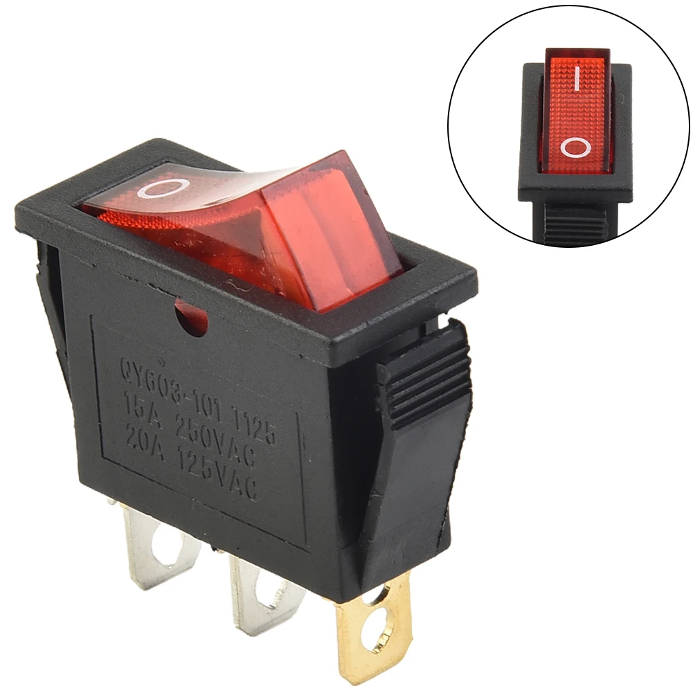 Tools Red With Light On-Off 3pin High Quality ON-OFF 3Pin Plastic 15A 250V 2nd Gear Easily Installed Slim Type