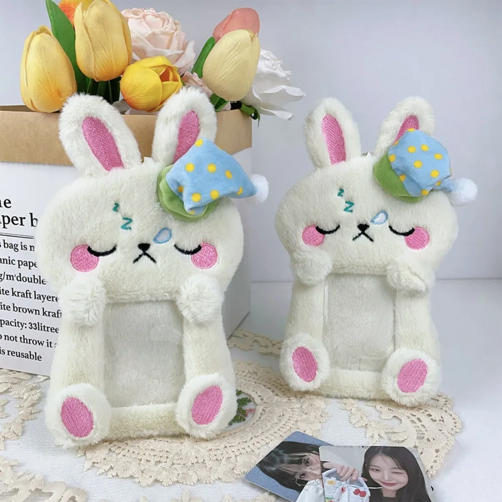 

New Cute Rabbit Card Protector PVC Cartoon Idol Photo Holder ID Protection Set Slide Cover Card Bag Plush Card Holder