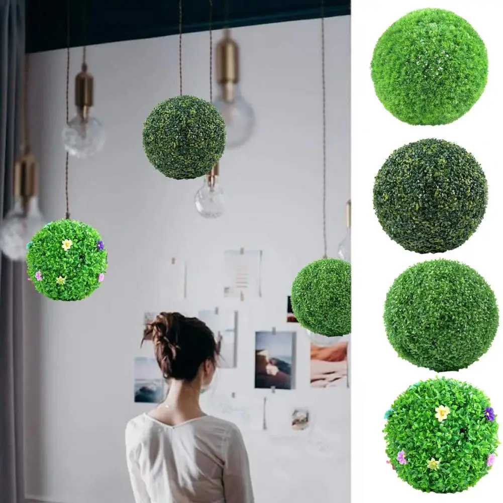 Artificial Plant Topiary Ball Decoration Faux Boxwood Outdoor Backyard Porch Garden Fake Green Leaves Sphere Decor