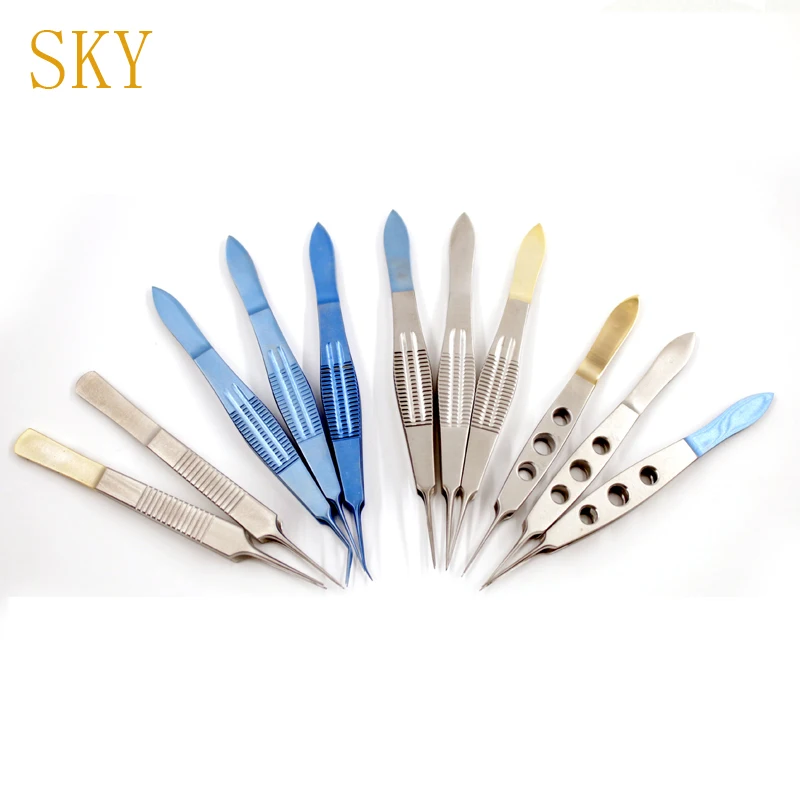 Ophthalmic microscopic tweezers stitch removal tweezers with tooth platform double eyelid fat tweezers Korean plastic fine tweez