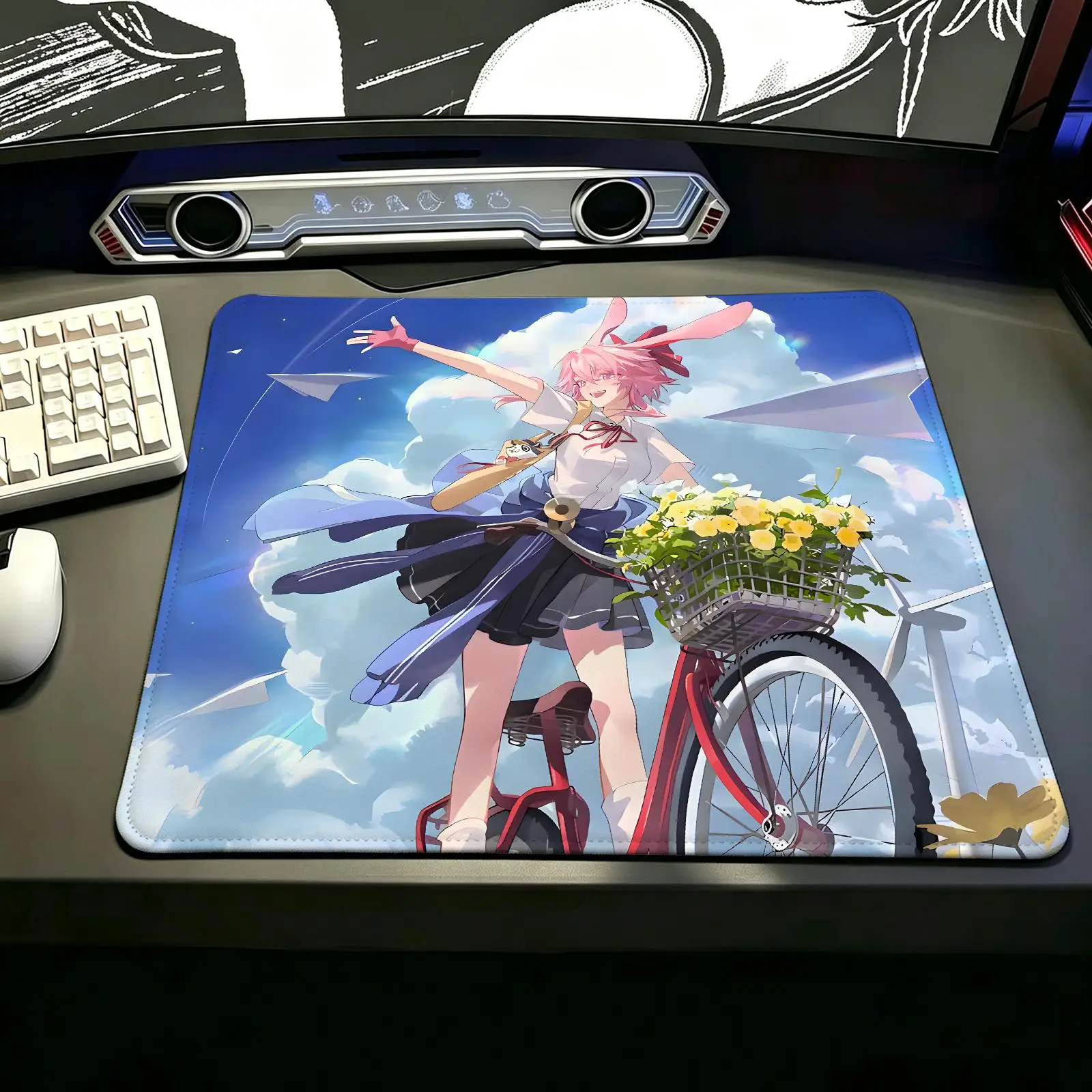 M/L Gaming Mat,Reinforced Stitched Edge,Honkai Star Rail Evanescia Portable Non‑Slip Pad for Laptop Office & E‑Sports Game Play