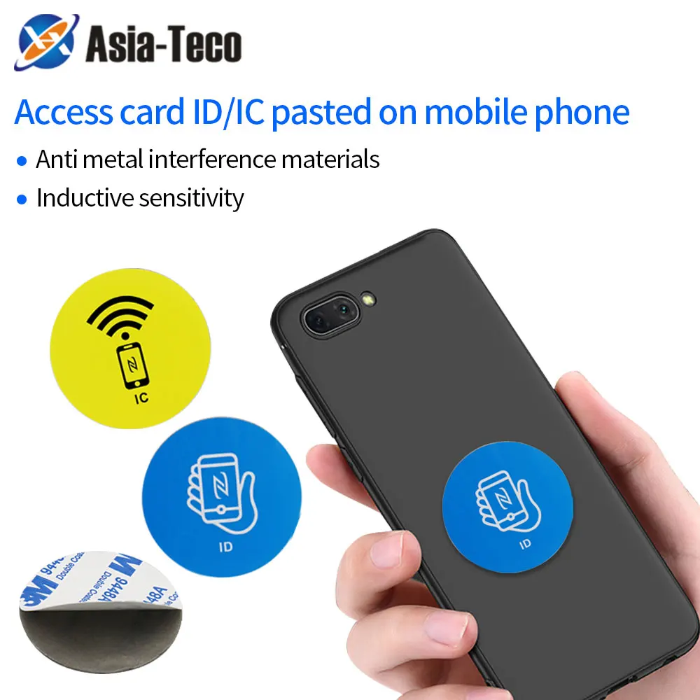 10pcs 125Khz TK4100 / 13.56Mhz M1 1K S50 Access Control Card Stickers Smart Anti-magnetic Sticker RFID Key Tags Token Pastable