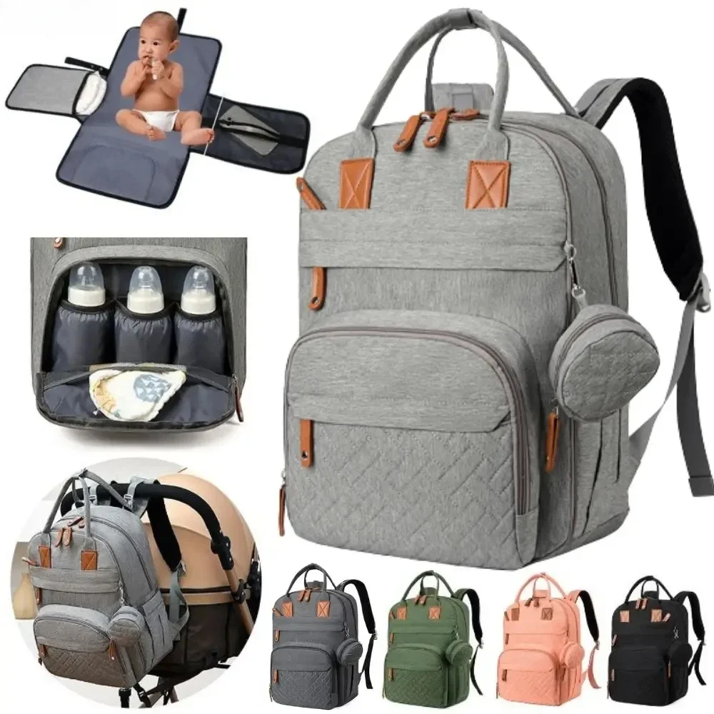 

Diaper Bag Backpack Baby Essentials Travel Tote Multifunction Waterproof with Changing Station Pad Stroller Straps Big for Mommy