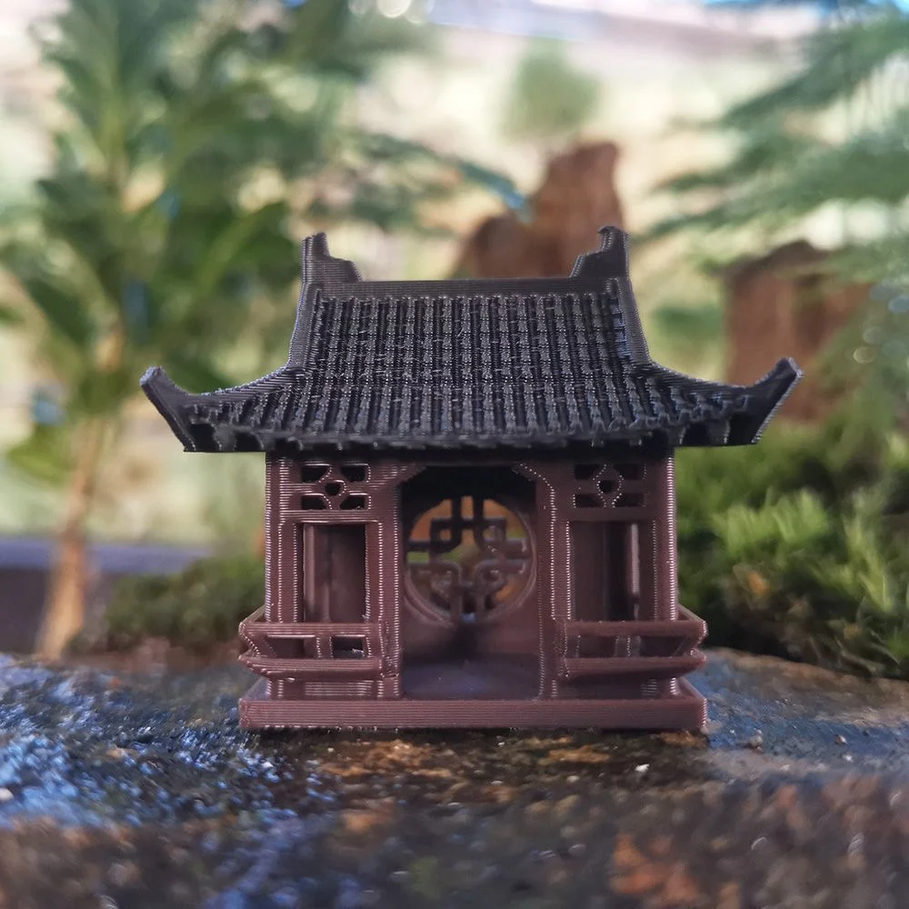 Chinese Garden Ancient Architecture Bonsai Fish Tank Micro Landscape Sand Table Landscape Decoration Model Peony Pavilion