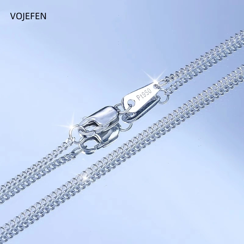 VOJEFEN PT950 Cuban Necklace Jewelry Platinum Real PT950 Cuban Chain Necklace Women Neck Chains Luxury Crushed Ice Fine Jewelry