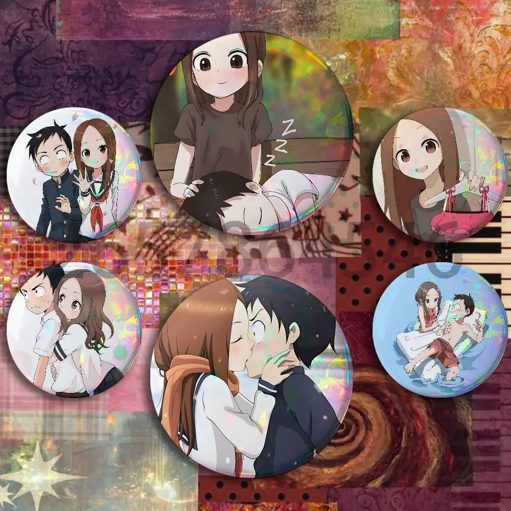 T-Teasing Master Takagi san Badges Set  25 32 44 58 75 mm Round Customizable Wholesale Fan goods Self-made fan freebies