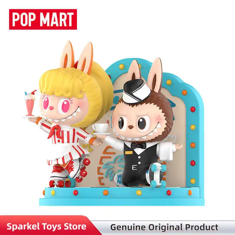 

POPMART Labubu Cafeteria The Monsters Retro Cafeteria: Коллекционные фигурки, модные игрушки, милые куклы, подарок на день рождения, слепая коробка