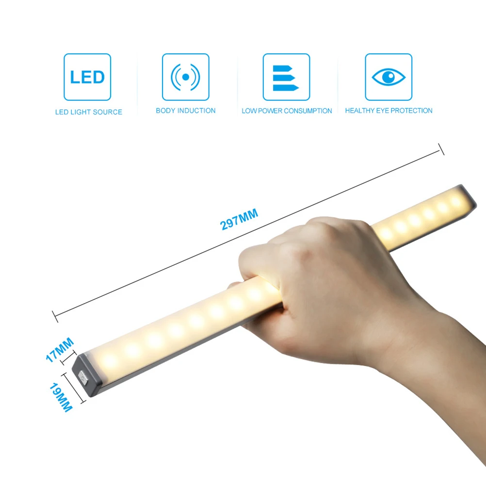 

1pcs Sensor Hallway Bathroom Energy Saving LED Lamp USB Charging Human Body Induction Wardrobe Closet Walkway Attic Light Auto