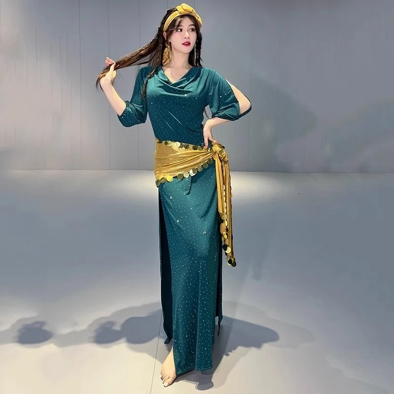 Robe de pratique folklorique Baladi personnalisée, Costumes de danse du ventre, ensemble de Robe une pièce pour uniformes d'équipe pour femmes avec pantalon de sécurité