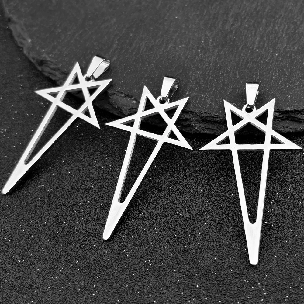 

3Pcs Gothic Punk Pentagram Pendants For Women Men Stainless Steel Black Hip Hop Star Shaped Music Art Charms Jewelry Party Gift