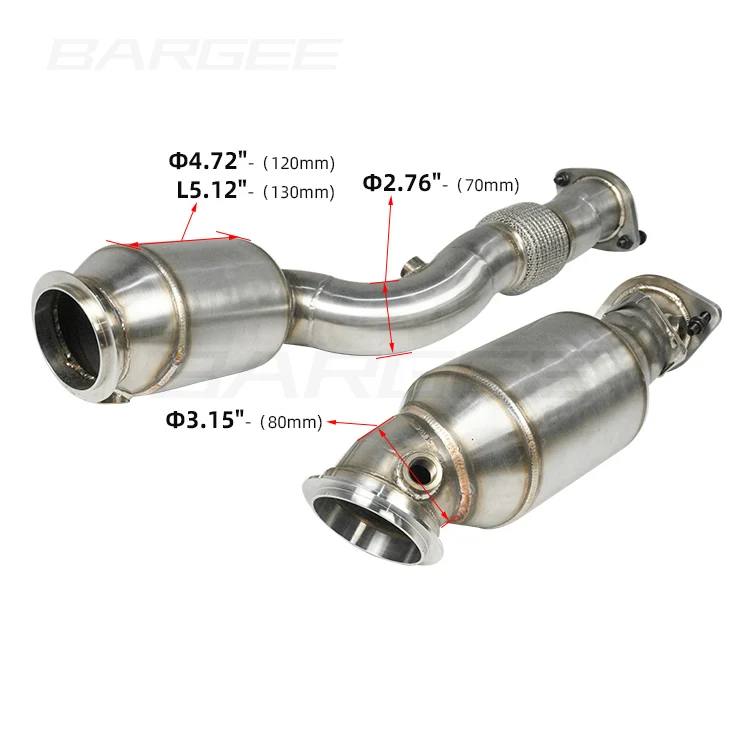 Bargee High Performance SS 304 300 Cell Catted Exhaust Downpipe For M3 M4 G80 M3 M4 G82 S58 3.0T 2021-UP Exhaust Pipe