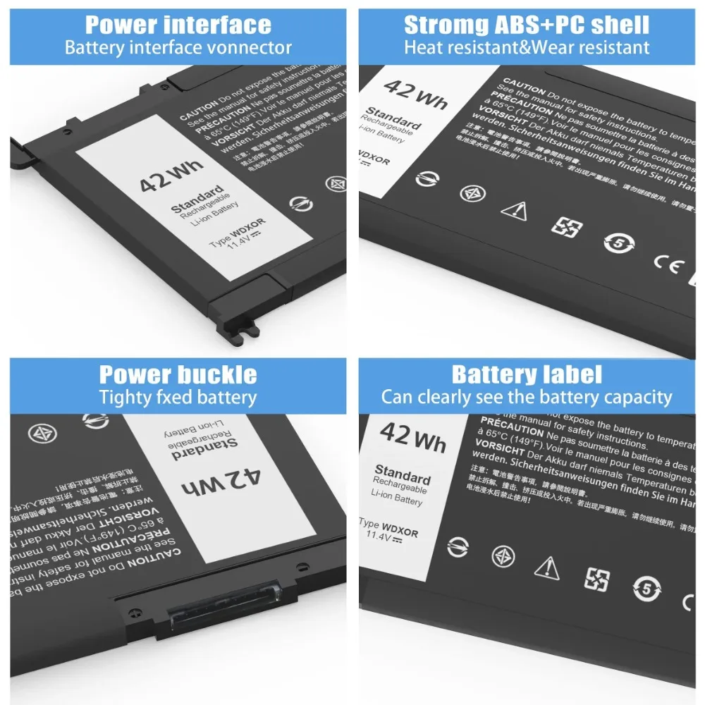 42Wh WDX0R Laptop Battery for Dell Inspiron 13 15 5000 7000 Series 13 7378 7375 7368 5378 5379 5368 15 7579 7569 5567 5568 5570