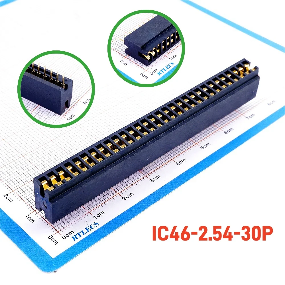 1 Piece Burn-In Socket Short Leads IC Aging 2.54MM Pitch 30 Pin Cross IC46-3010-G4 Single Inline Straight PCB Gold Plate