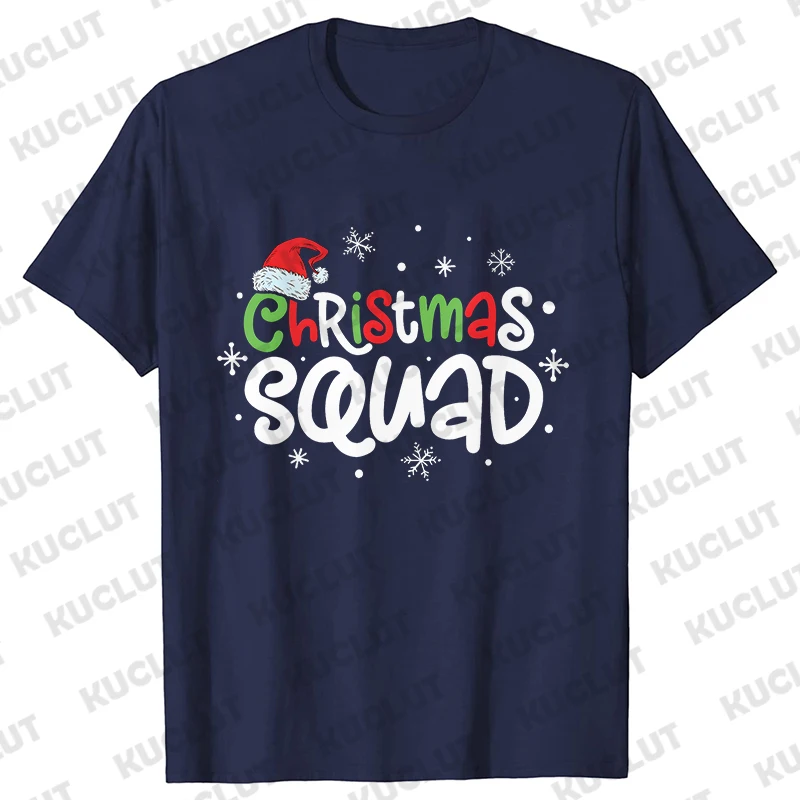 Fashion Christmas Squad Men T-shirt Xmas Santa Graphic Tops Friends Family Matching Party Shirt Short Sleeve Tees Clothing