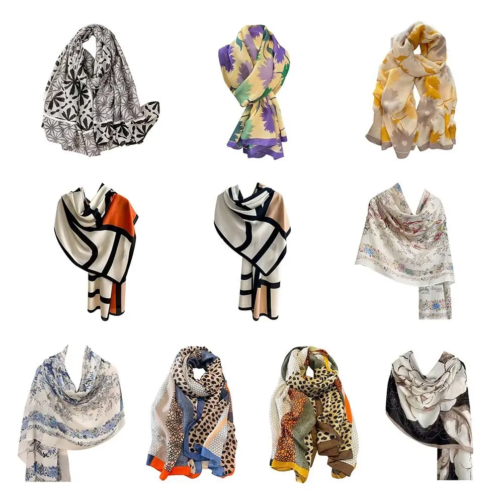 

Bib Sunscreen Silk Scarf Shawl Thin Fashion Neck Cover Decorative Beach Travel Smock For Spring Summer Autumn